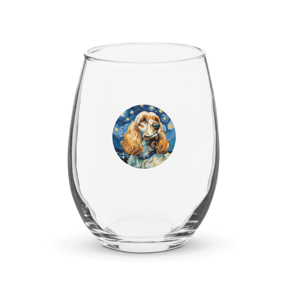 PugMug Custom Cocker Spaniel Stemless Wine Glass