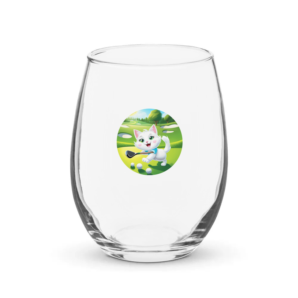 PugMug Custom White Companion Cat Stemless Wine Glass