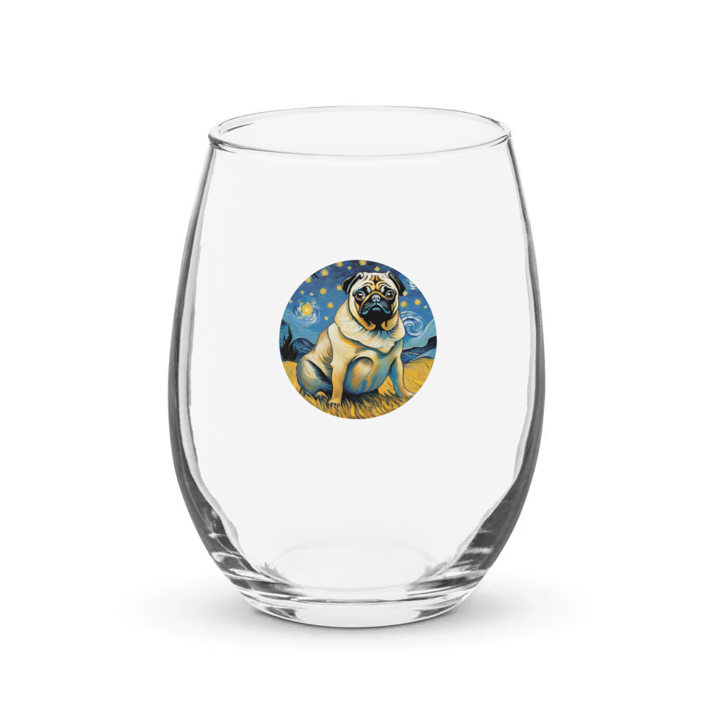 PugMug Custom Pug Stemless Wine Glass