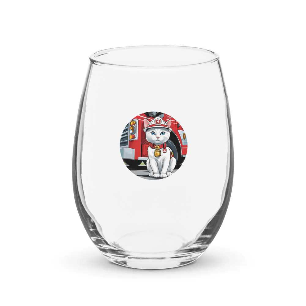 PugMug Custom White Companion Cat Stemless Wine Glass