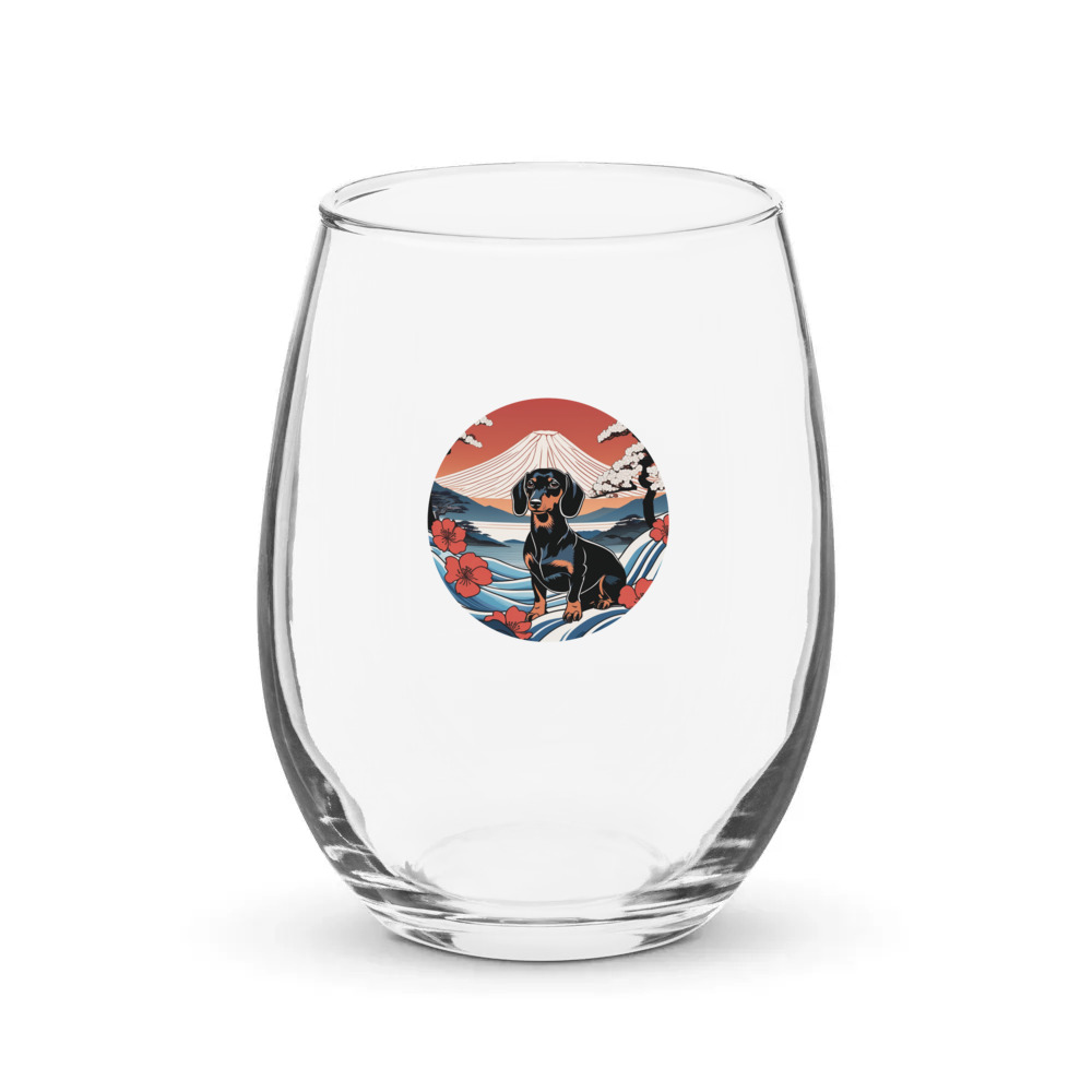 PugMug Custom Black Dachshund Stemless Wine Glass