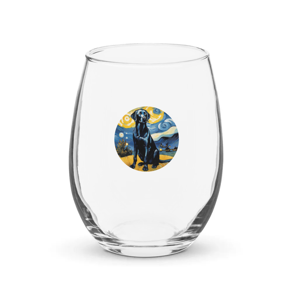 PugMug Custom Black Labrador Retriever Stemless Wine Glass