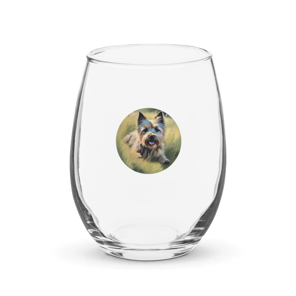 PugMug Custom Cairn Terrier Stemless Wine Glass