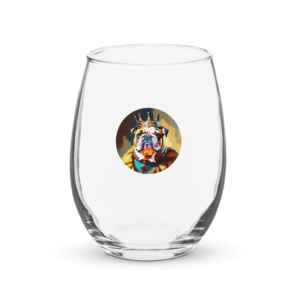 PugMug Custom Bulldog Stemless Wine Glass