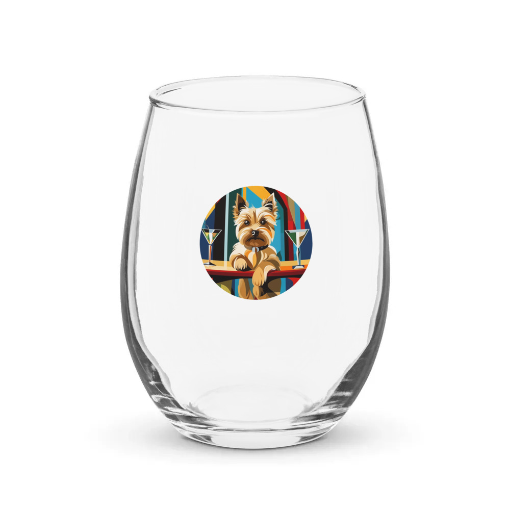 PugMug Custom Cairn Terrier Stemless Wine Glass