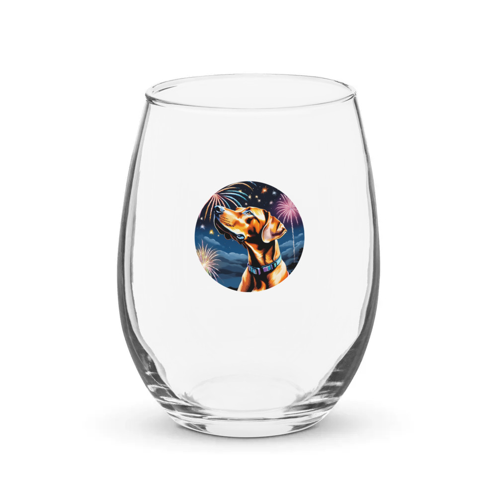 PugMug Custom Rhodesian Ridgeback Stemless Wine Glass
