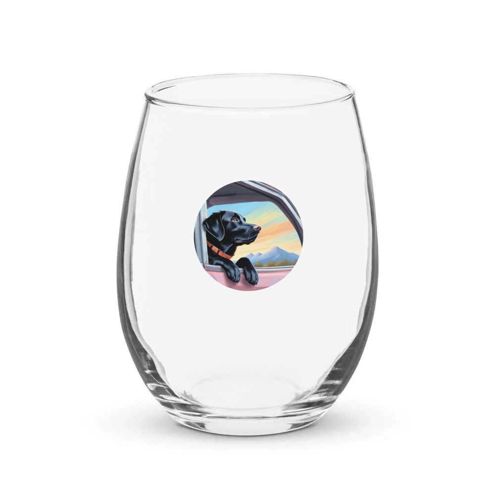 PugMug Custom Black Labrador Retriever Stemless Wine Glass