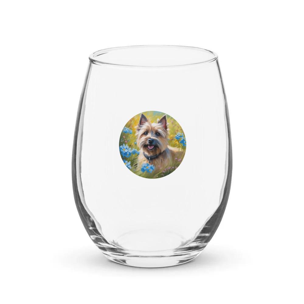PugMug Custom Cairn Terrier Stemless Wine Glass