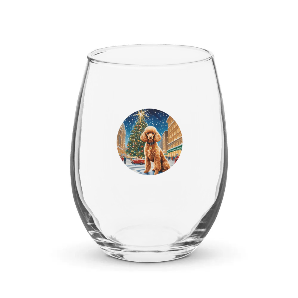 PugMug Custom Tan Poodle Stemless Wine Glass