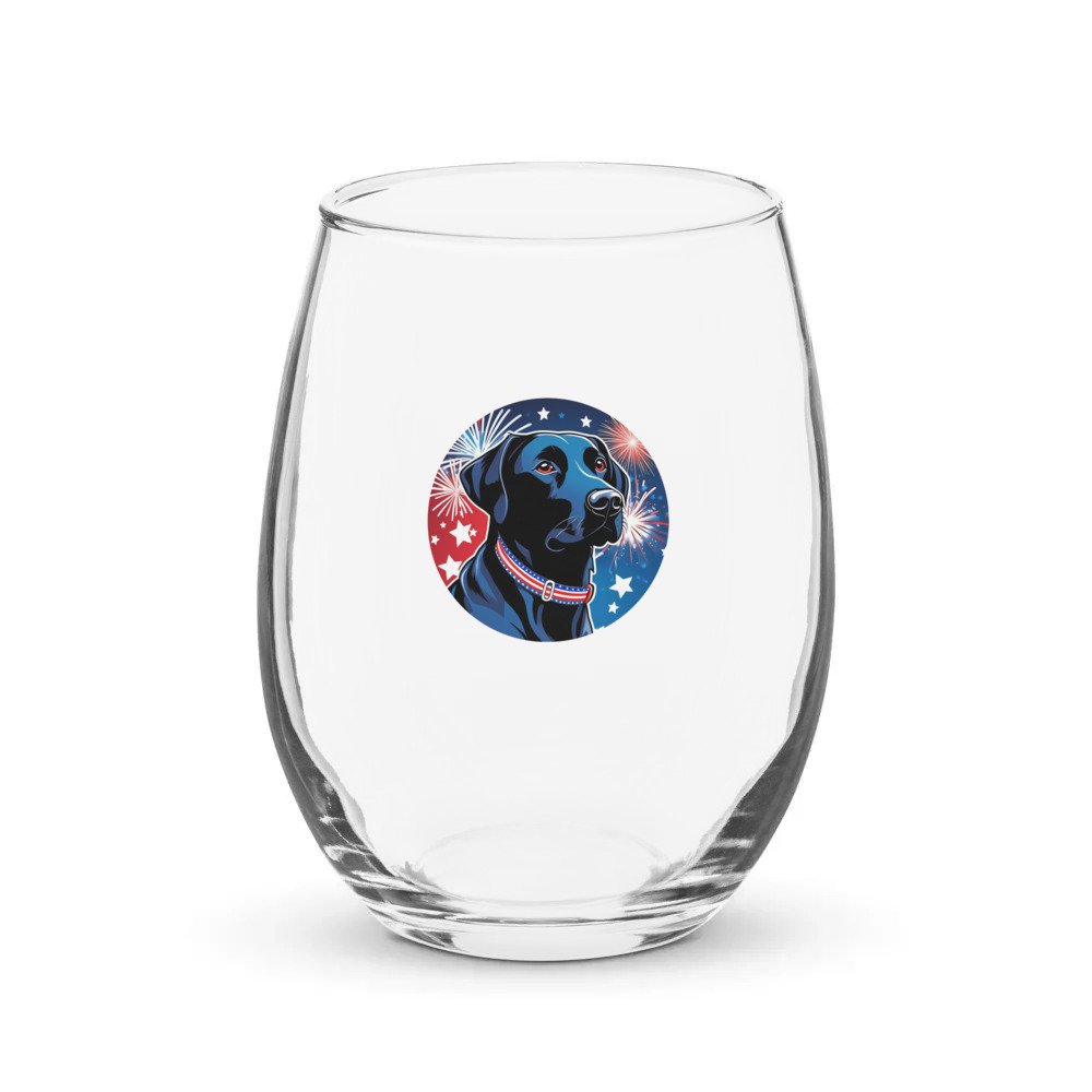 PugMug Custom Black Labrador Retriever Stemless Wine Glass