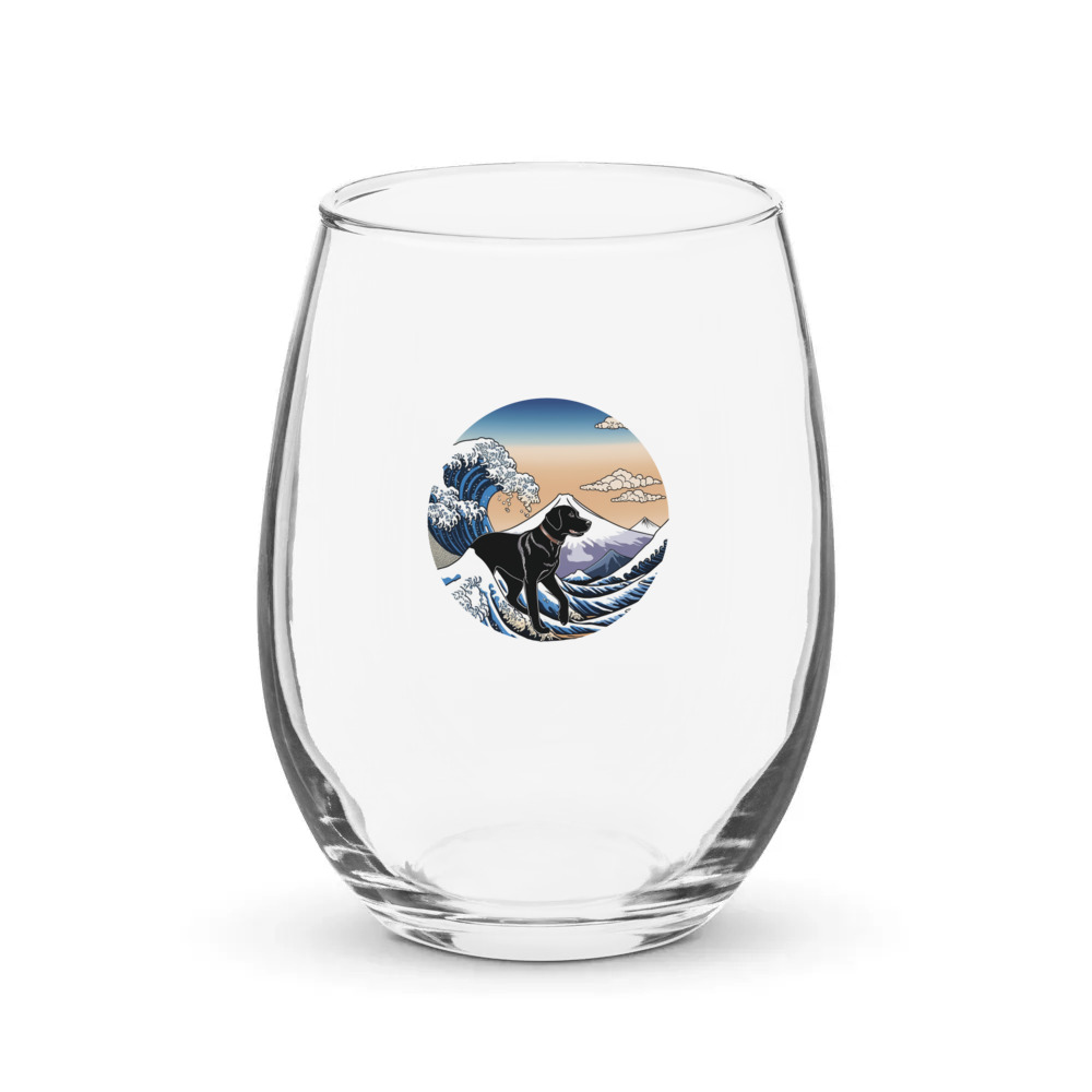 PugMug Custom Black Labrador Retriever Stemless Wine Glass