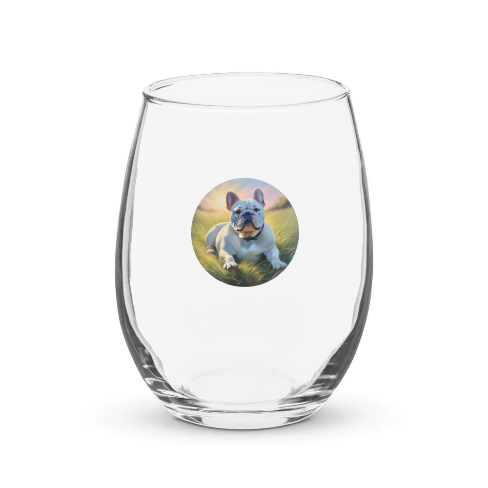 PugMug Custom Bulldog Stemless Wine Glass