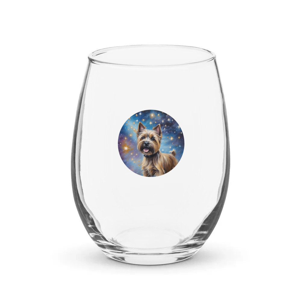 PugMug Custom Cairn Terrier Stemless Wine Glass