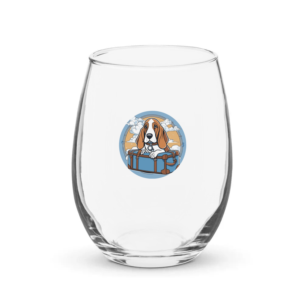 PugMug Custom Basset Hound Stemless Wine Glass