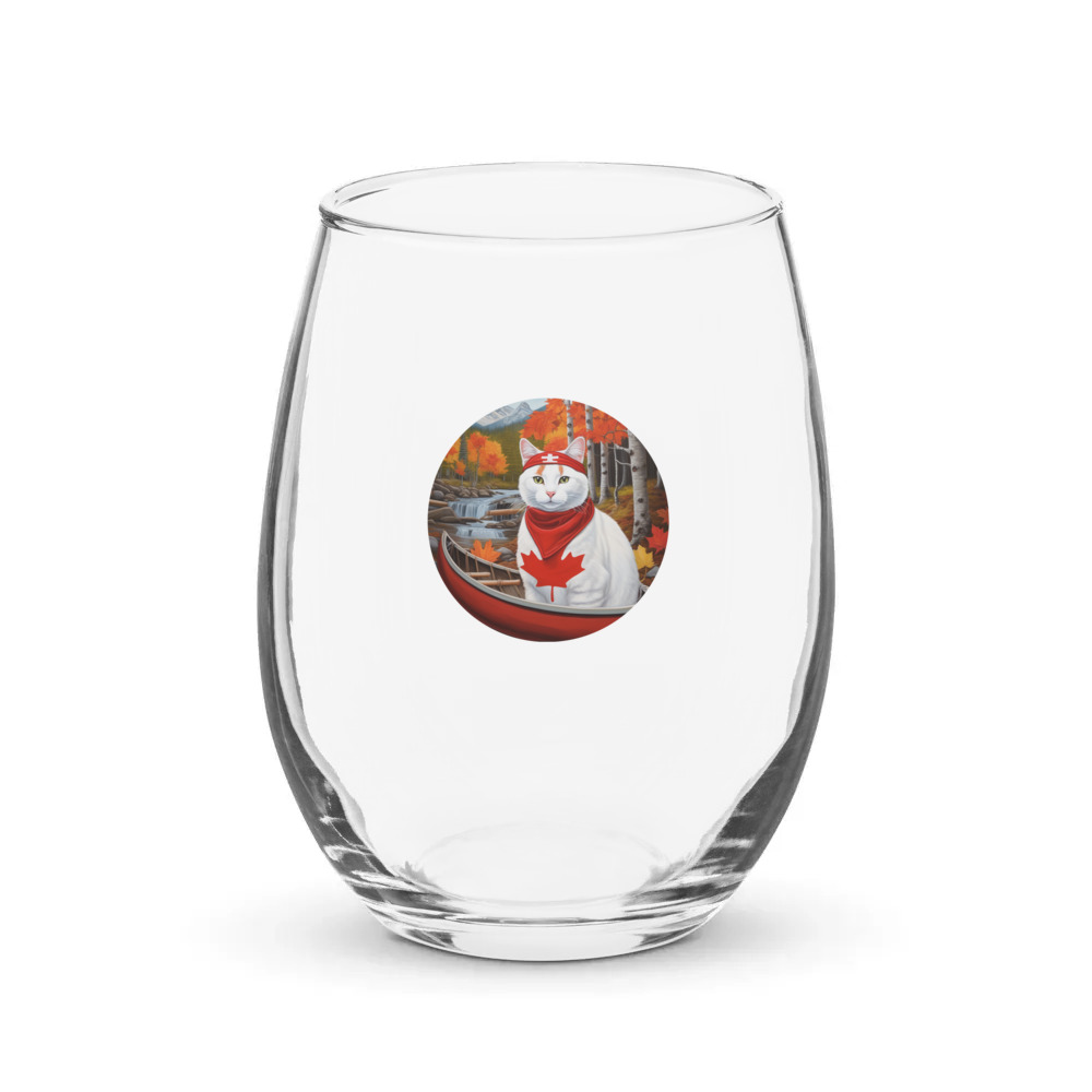 PugMug Custom White Companion Cat Stemless Wine Glass