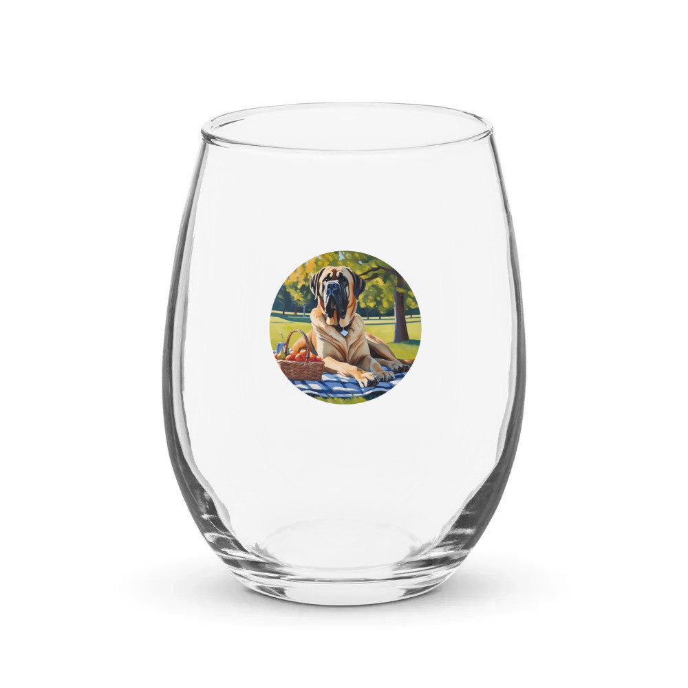 PugMug Custom Mastiff Stemless Wine Glass