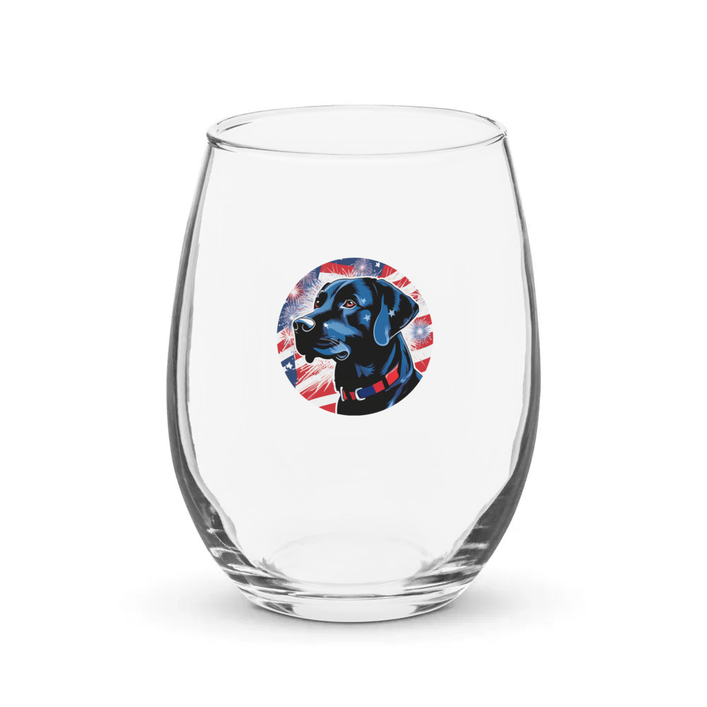 PugMug Custom Black Labrador Retriever Stemless Wine Glass
