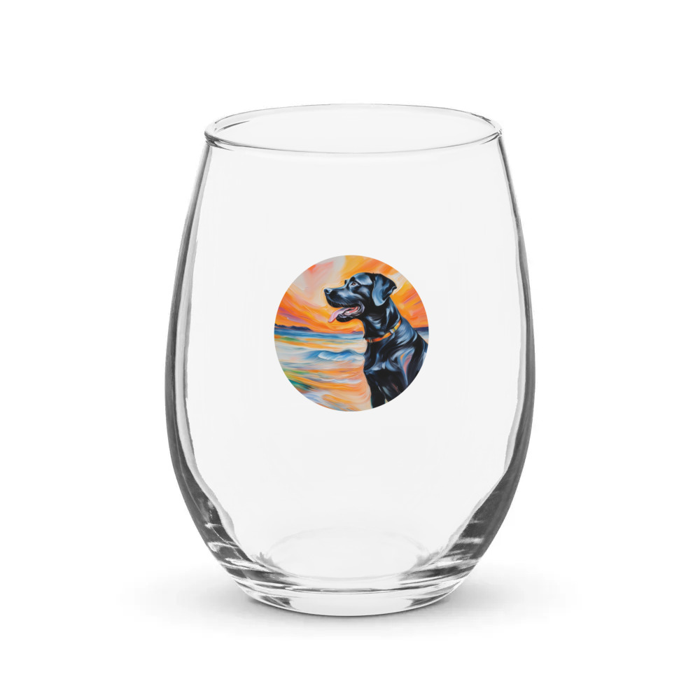 PugMug Custom Black Labrador Retriever Stemless Wine Glass