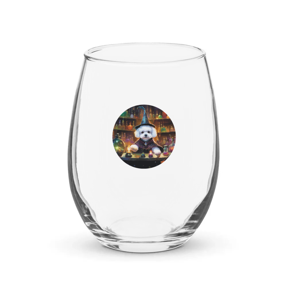 PugMug Custom Bichons Frise Stemless Wine Glass