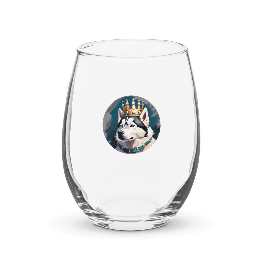 PugMug Custom Siberian Husky Stemless Wine Glass
