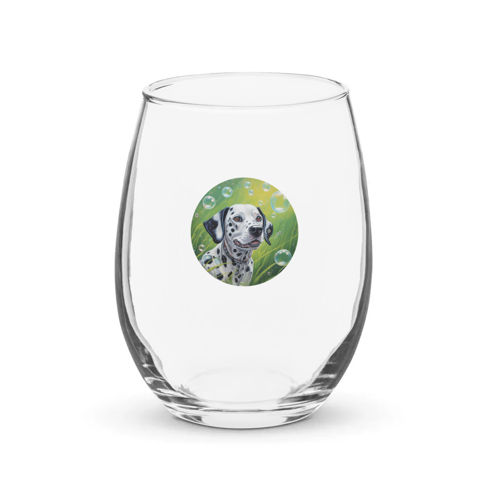 PugMug Custom Dalmatian Stemless Wine Glass