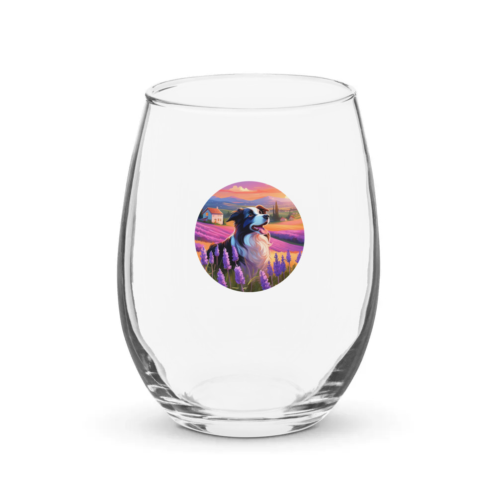 PugMug Custom Border Collie Stemless Wine Glass