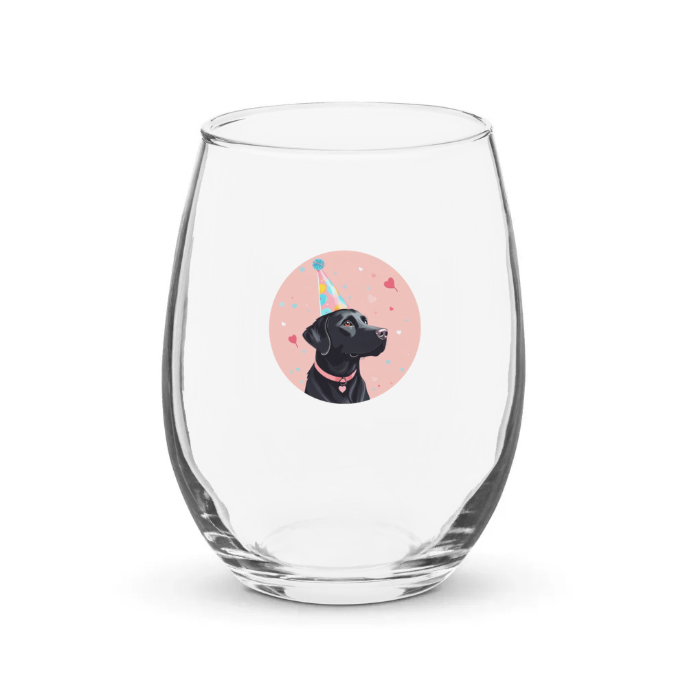 PugMug Custom Black Labrador Retriever Stemless Wine Glass