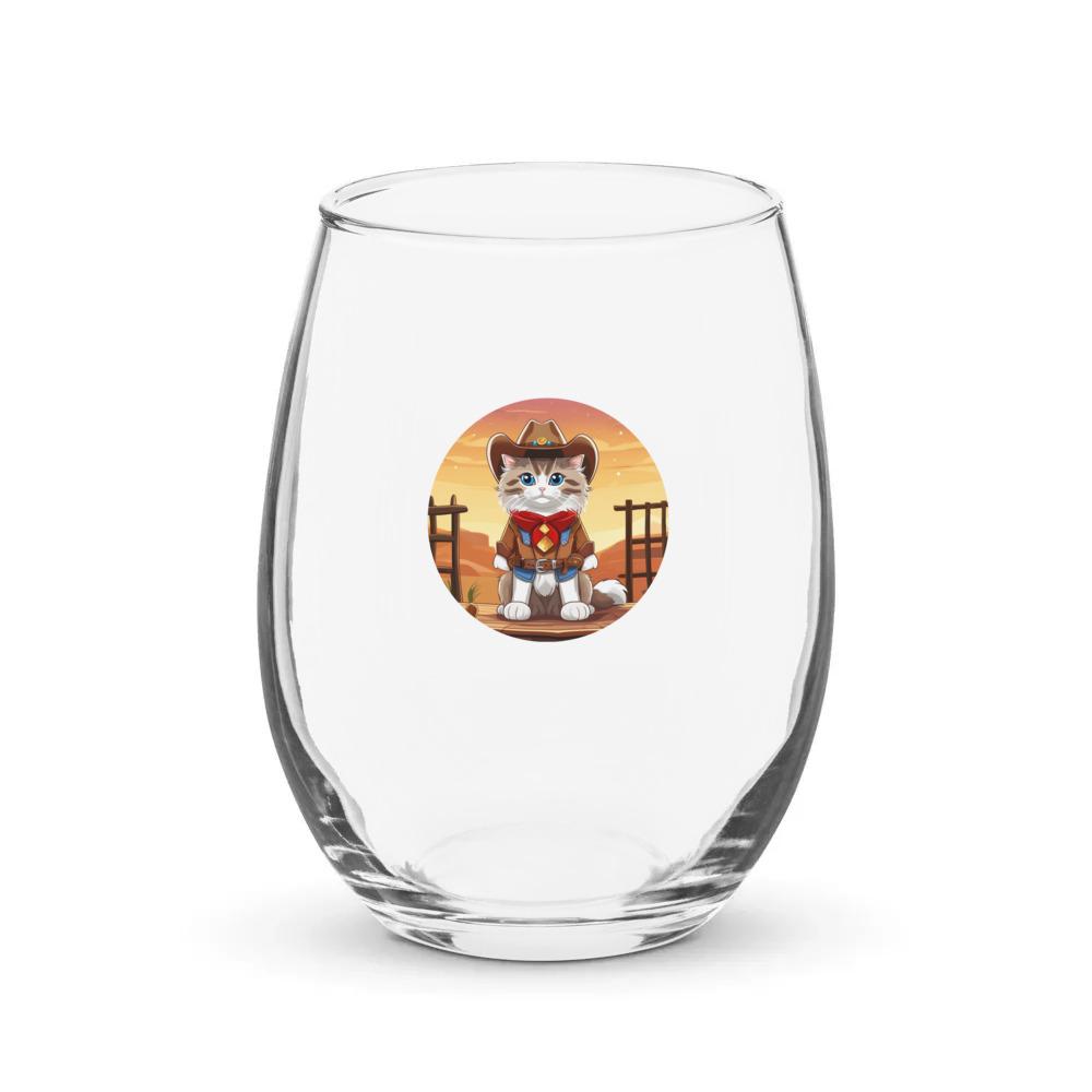 PugMug Custom Tabby Ragdoll Cat Stemless Wine Glass