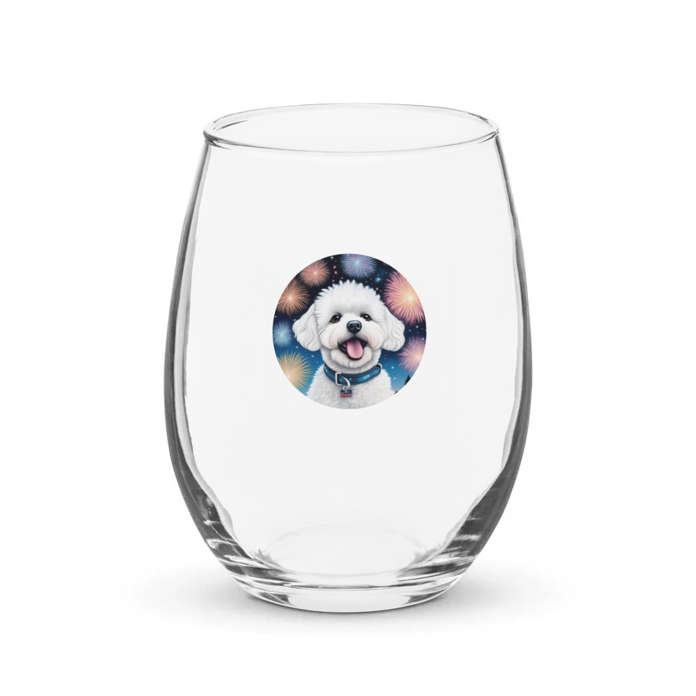 PugMug Custom Bichons Frise Stemless Wine Glass