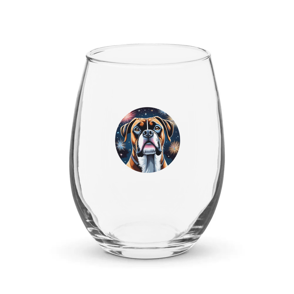 PugMug Custom Boxer Dog Stemless Wine Glass