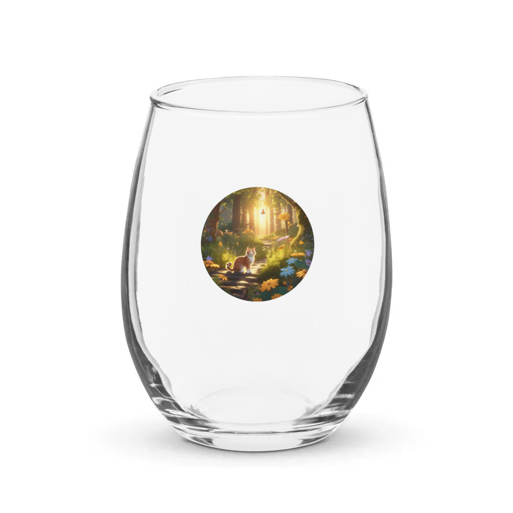 PugMug Custom Tabby Companion Cat Stemless Wine Glass