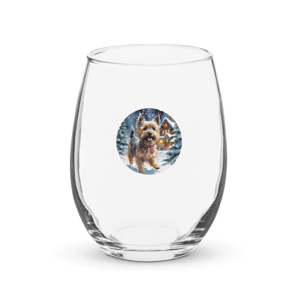PugMug Custom Cairn Terrier Stemless Wine Glass
