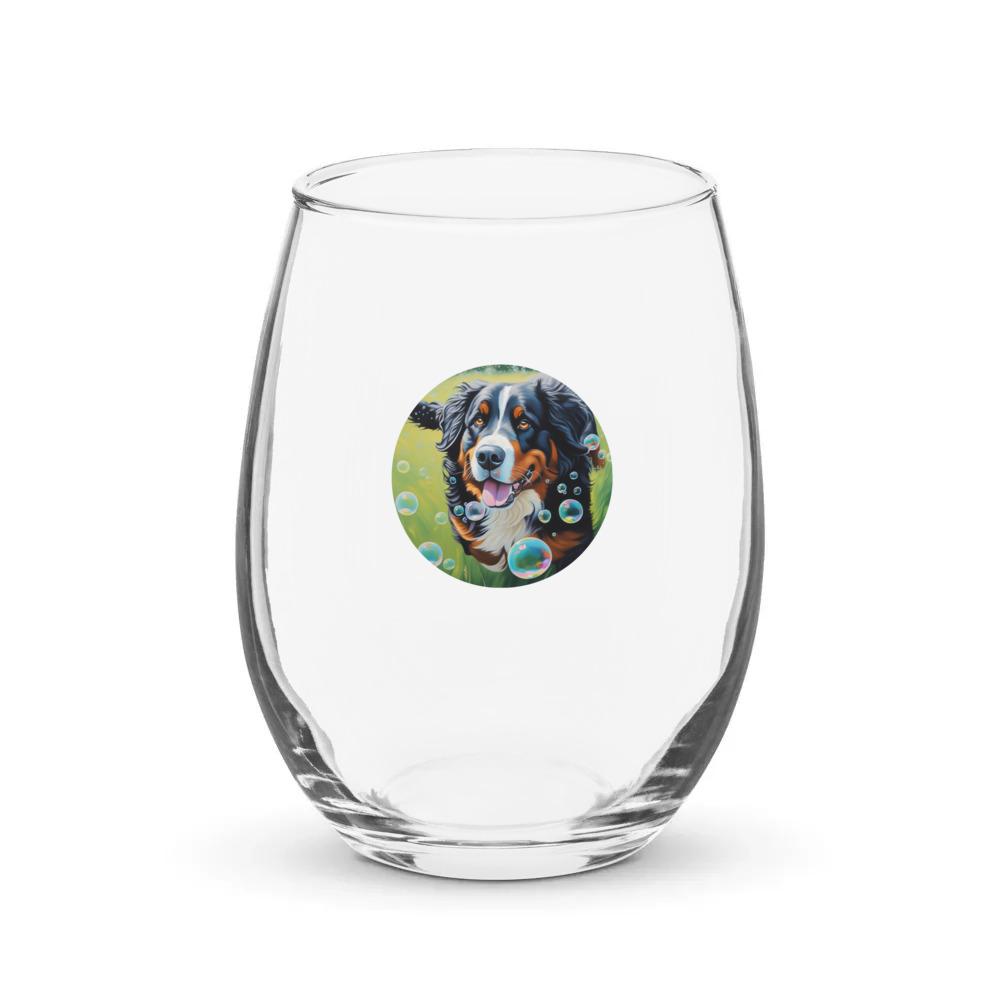 PugMug Custom Bernese Mountain Dog Stemless Wine Glass