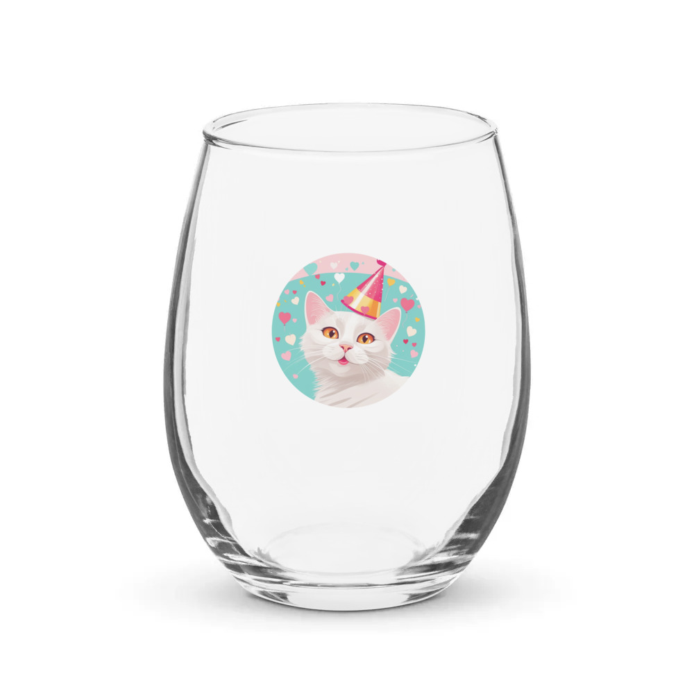PugMug Custom White Companion Cat Stemless Wine Glass