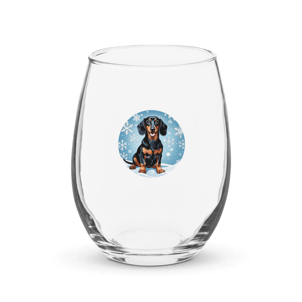 PugMug Custom Black Dachshund Stemless Wine Glass