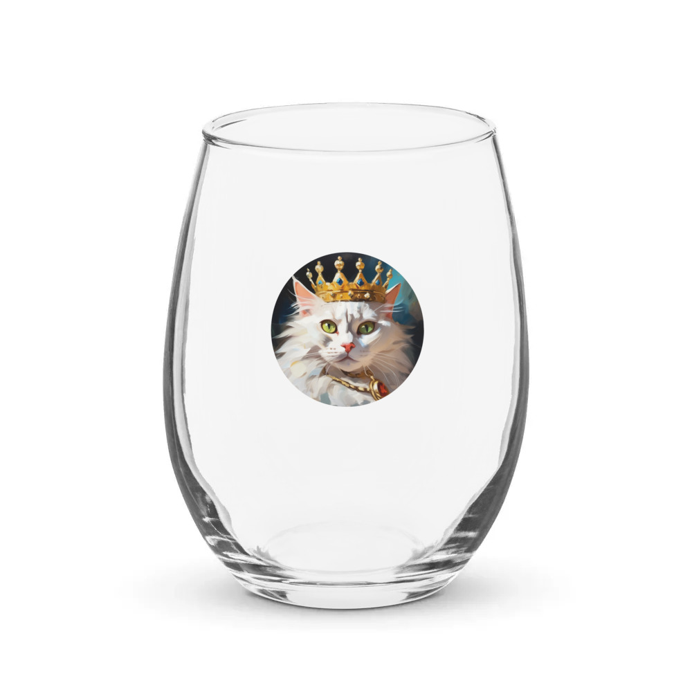PugMug Custom White Companion Cat Stemless Wine Glass
