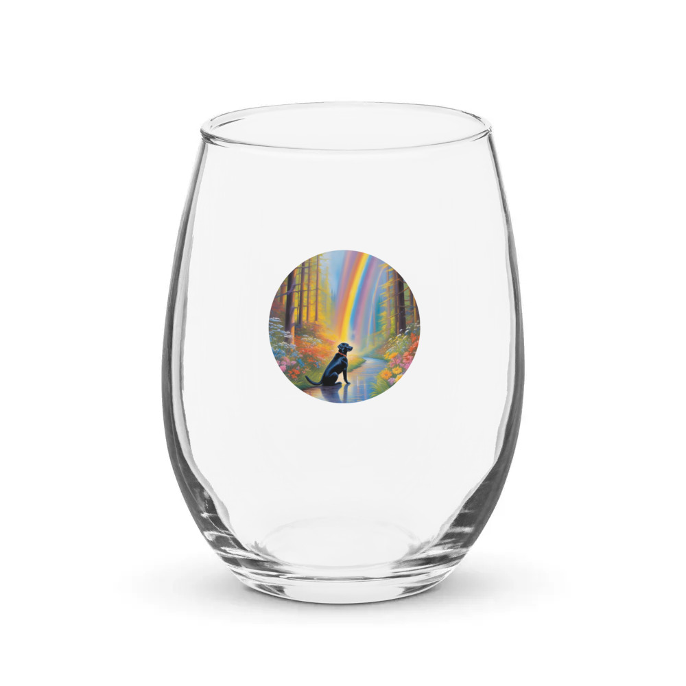 PugMug Custom Black Labrador Retriever Stemless Wine Glass
