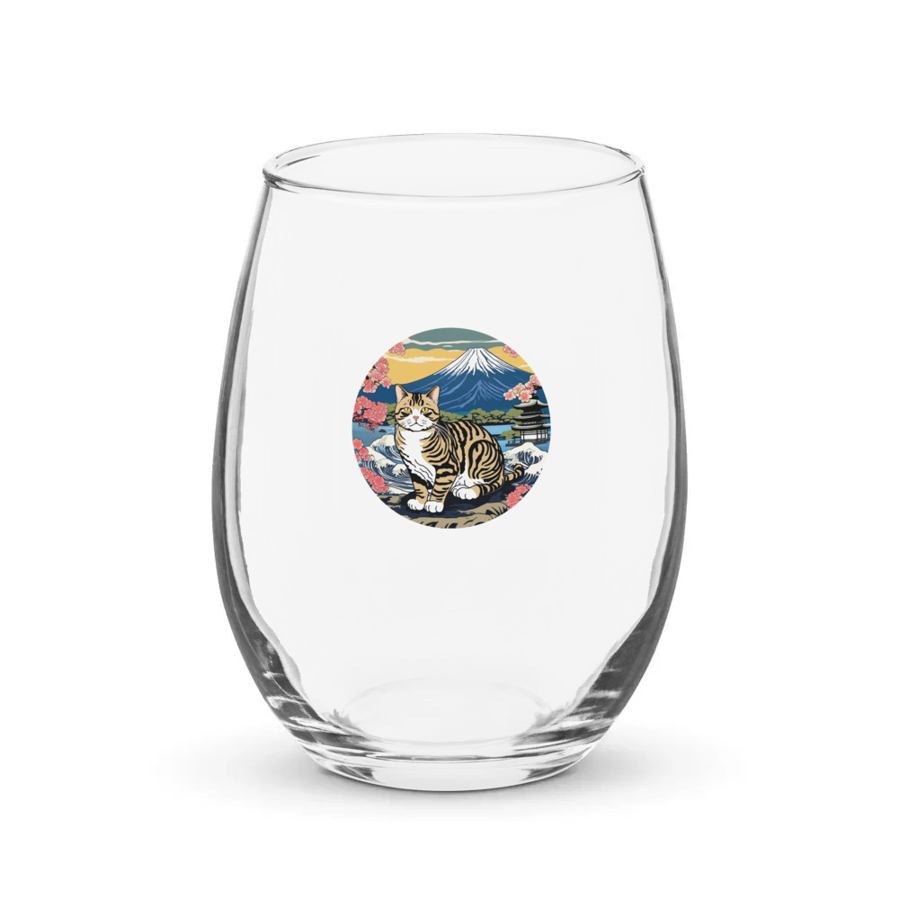 PugMug Custom Tabby Exotic Cat Stemless Wine Glass