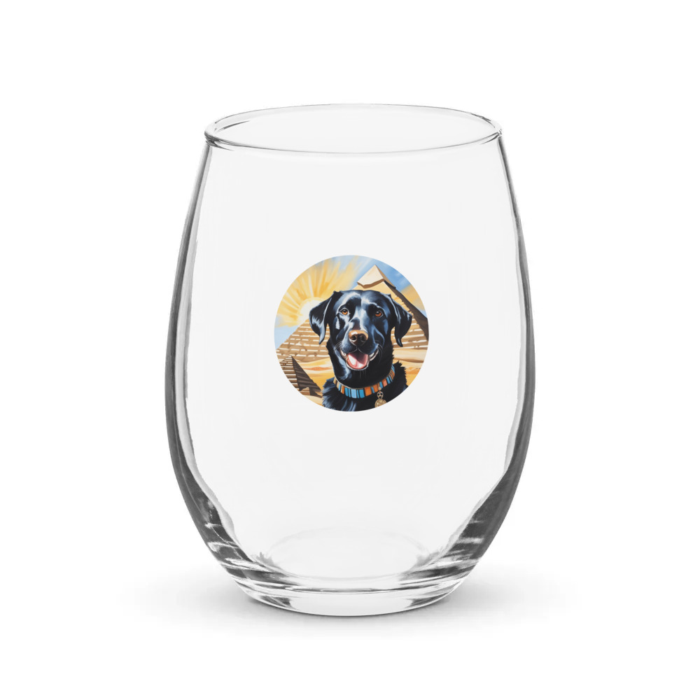 PugMug Custom Black Labrador Retriever Stemless Wine Glass