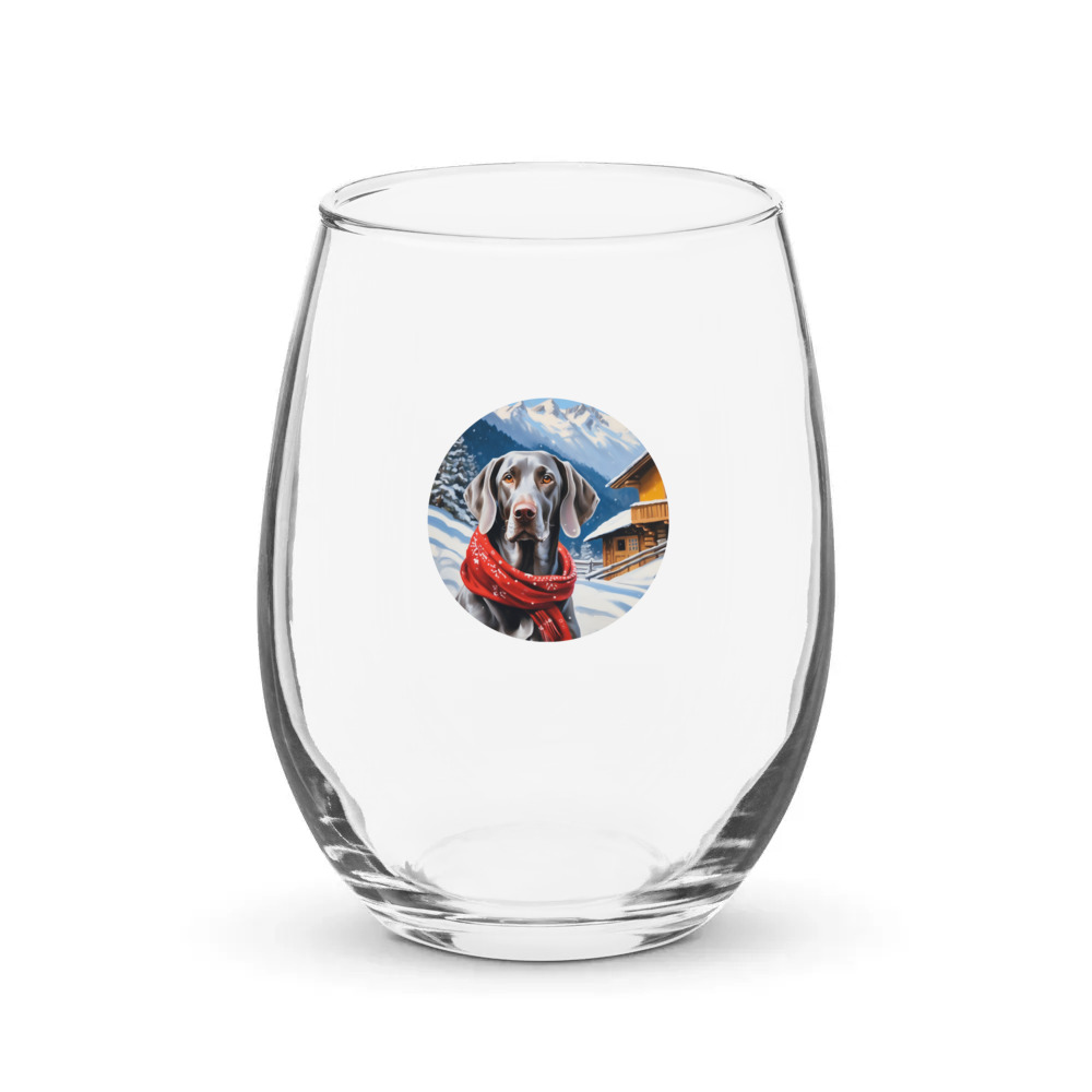 PugMug Custom Weimaraner Stemless Wine Glass