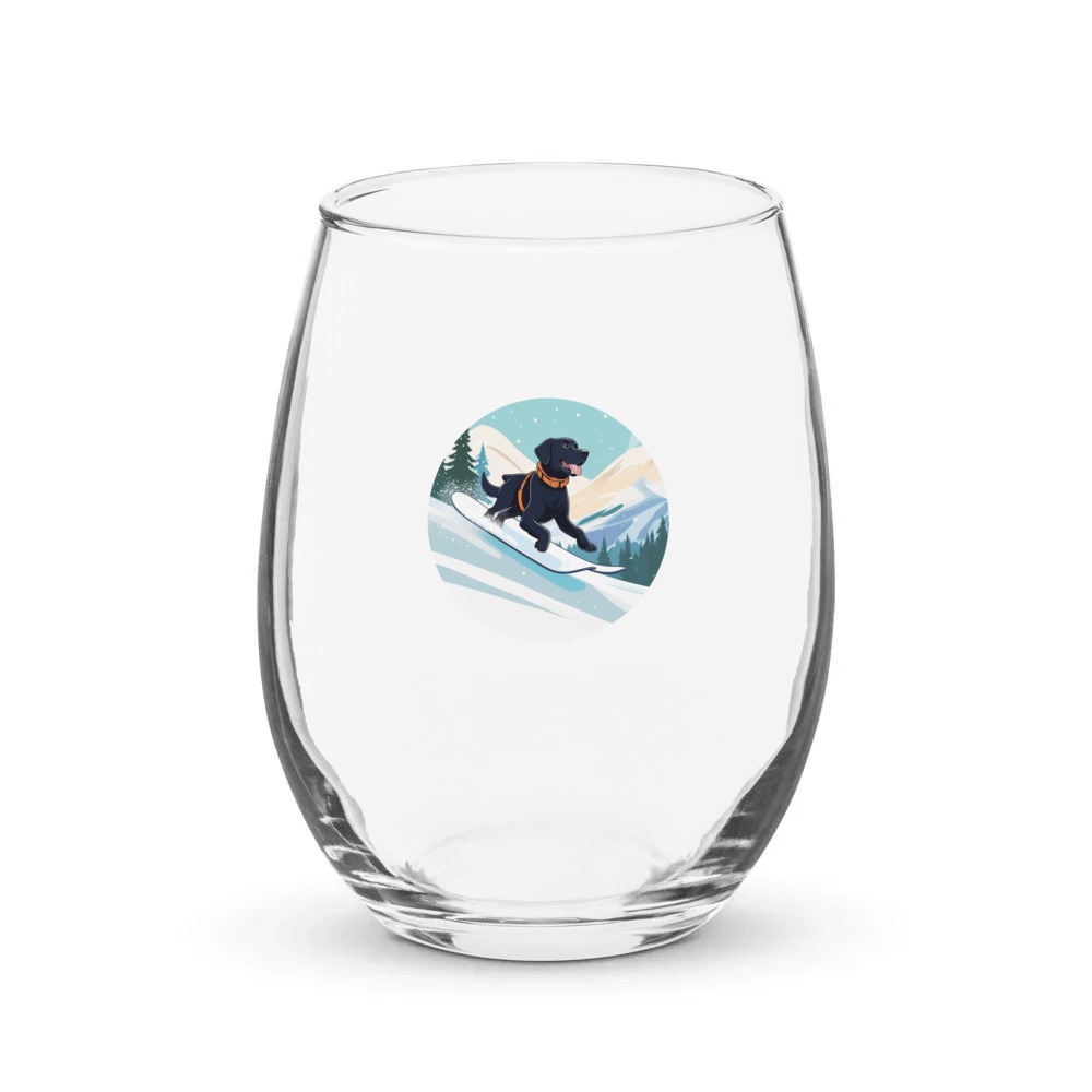 PugMug Custom Black Labrador Retriever Stemless Wine Glass