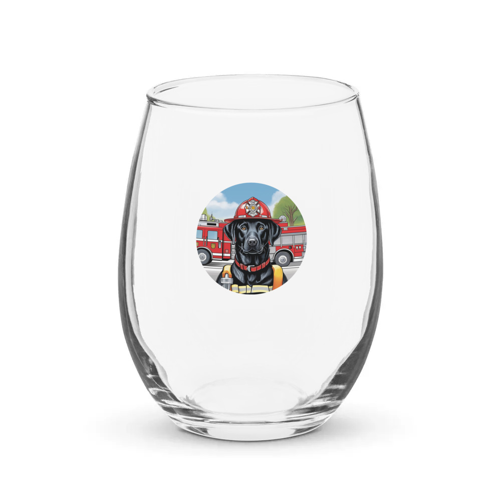 PugMug Custom Black Labrador Retriever Stemless Wine Glass