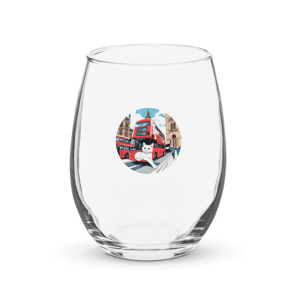 PugMug Custom White Companion Cat Stemless Wine Glass