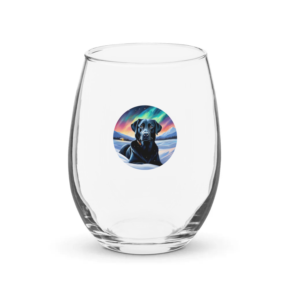 PugMug Custom Black Labrador Retriever Stemless Wine Glass
