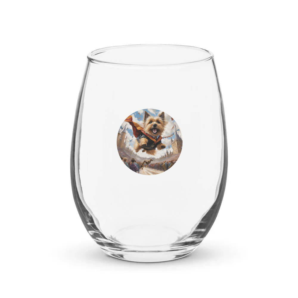 PugMug Custom Cairn Terrier Stemless Wine Glass