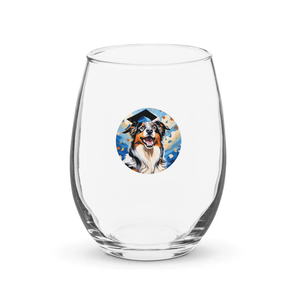 PugMug Custom Australian Shepherd Dog Stemless Wine Glass