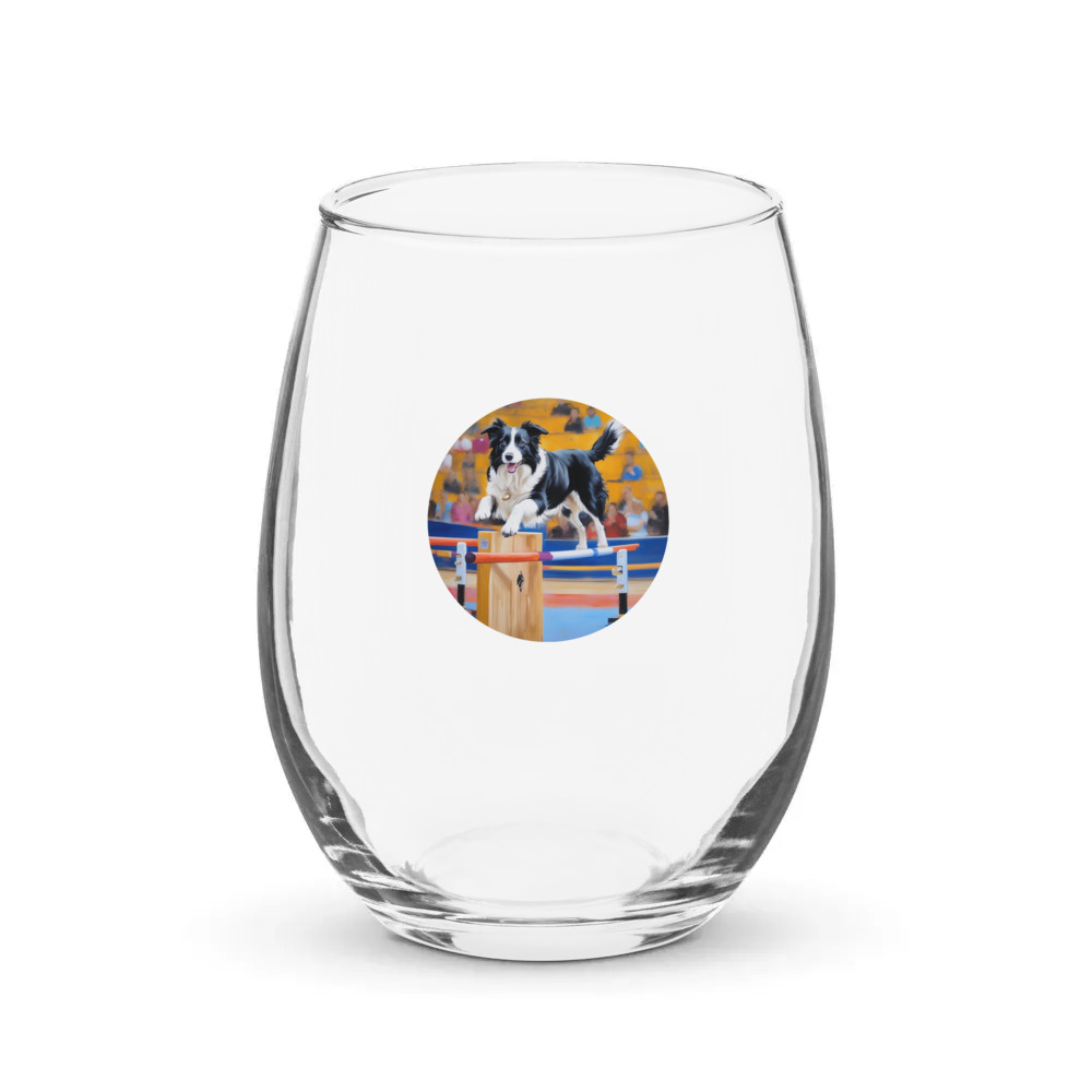 PugMug Custom Border Collie Stemless Wine Glass