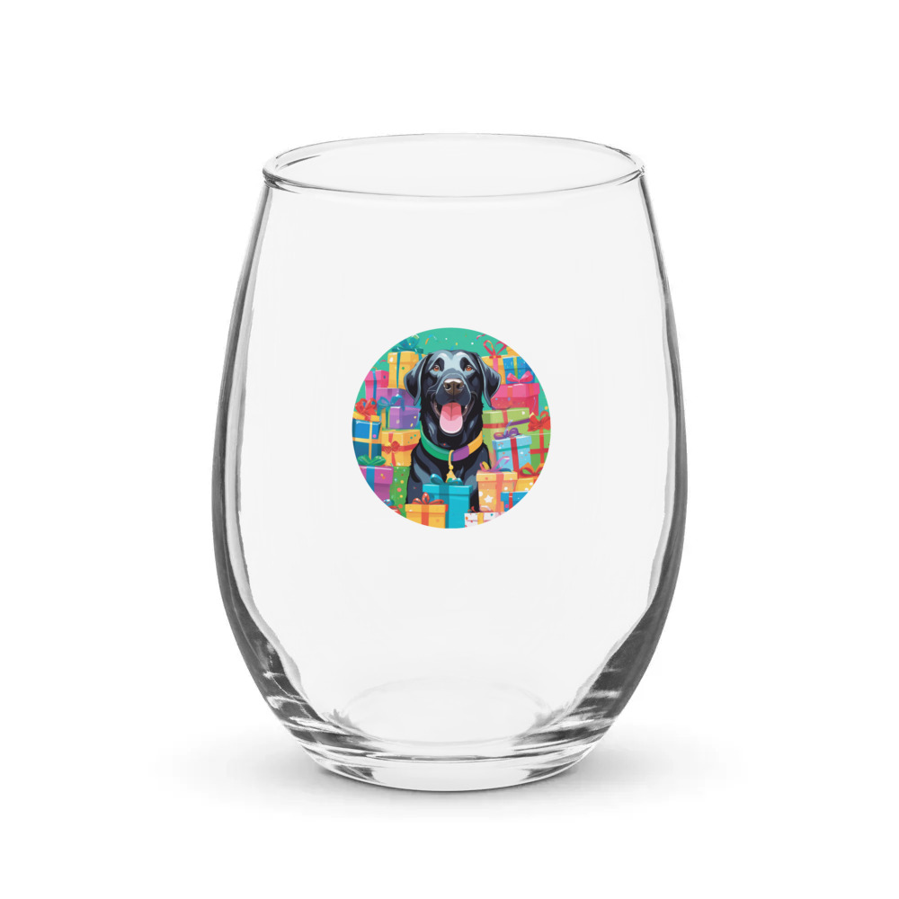 PugMug Custom Black Labrador Retriever Stemless Wine Glass