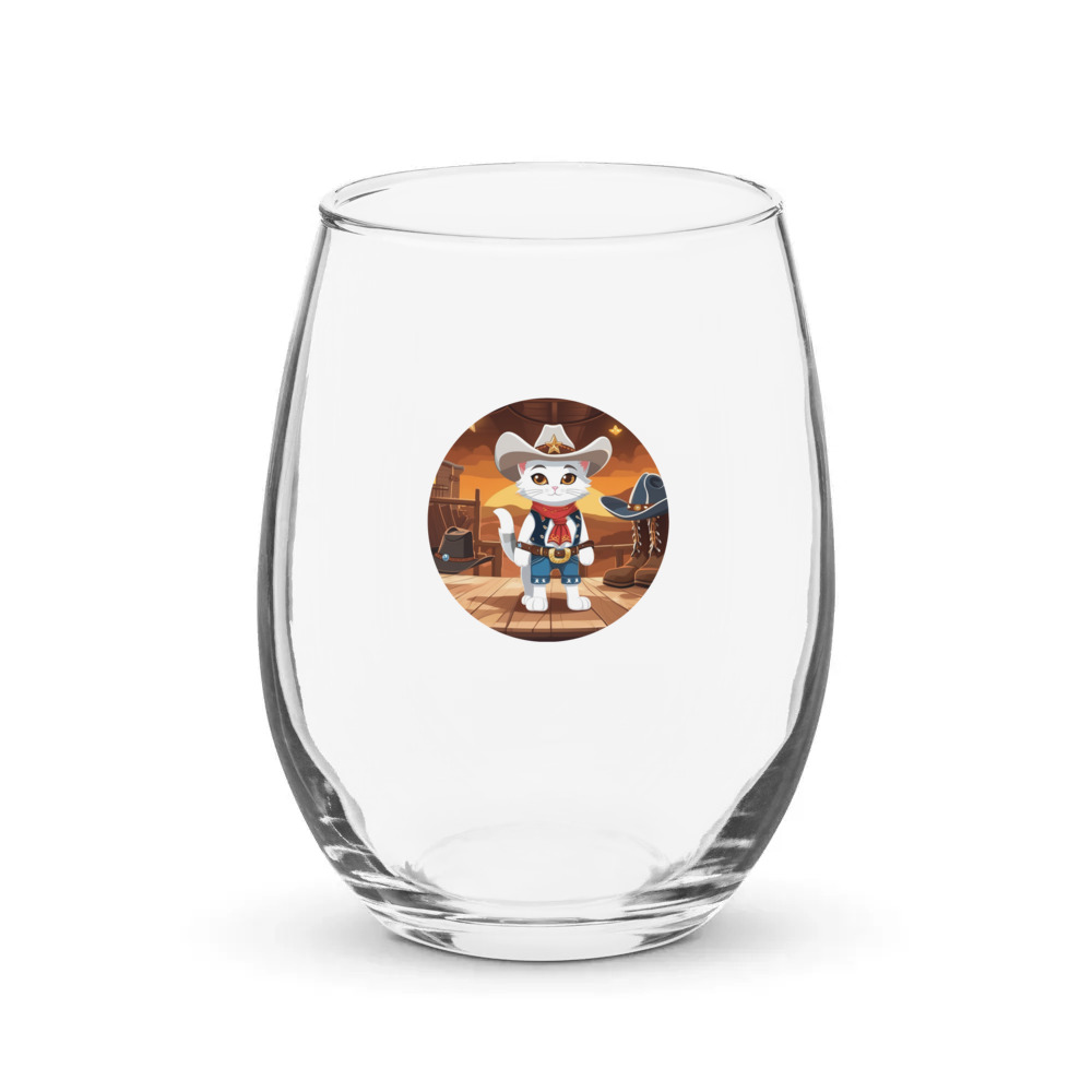 PugMug Custom White Companion Cat Stemless Wine Glass