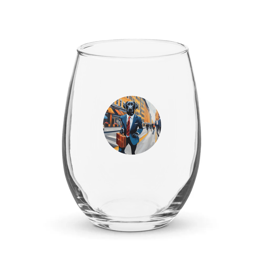 PugMug Custom Black Labrador Retriever Stemless Wine Glass